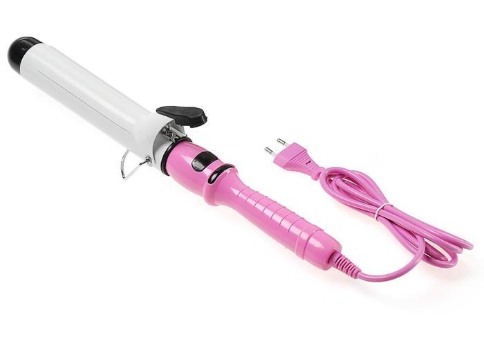 Плойка LuazON LW-38, 50 Вт, керамическое покрытие, d=38 мм, 180°С, розовая