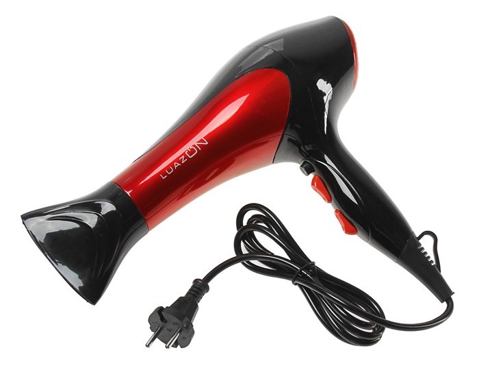 Фен LuazON LGE-004, 3800Вт, 2 скорости, 3 температурных режима, красно-черный
