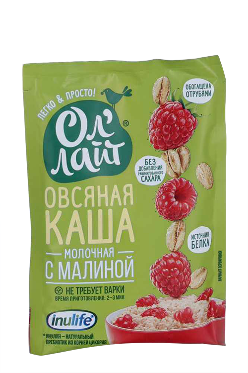 Каша Ол Лайт овсянная/молочная с малиной, 40 г
