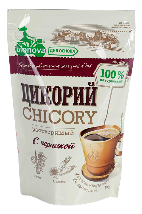 Напиток Bionova Цикорий горячий/растворимый с черникой, 100 г