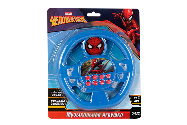 Музыкальный руль «Человек-паук», звук, работает от батареек, MARVEL