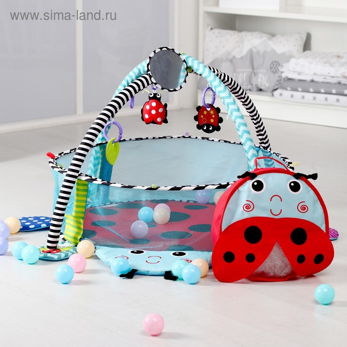 Развивающий коврик «Божья коровка», 3 в 1, игрушки, 30 цв. шаров