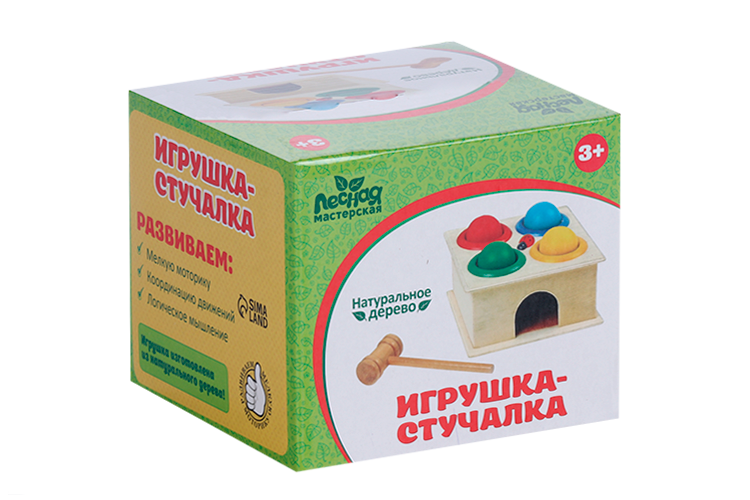 Стучалка квадратная «Божья коровка» 4 шарика: 3 см, молоточек
