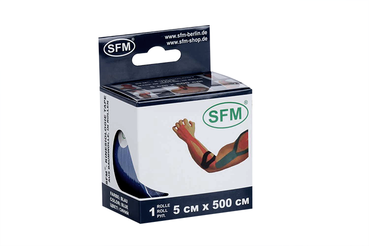 Лейкопластырь SFM-Plaster мед/фикс д/кинезиол тейпир в диспенсере 5х500 см, синий