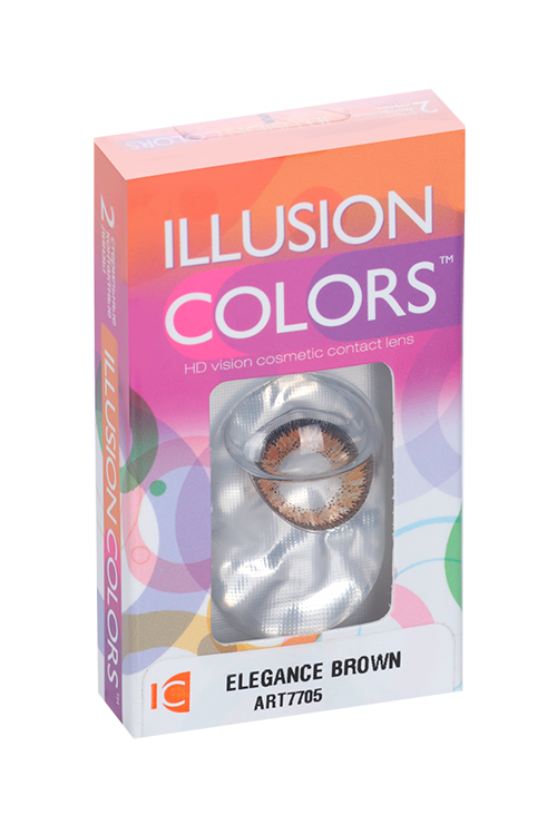 Линзы ILLUSION colors Elegance brown контактные 3 месяца 0.0/14.0/8.6/2 шт