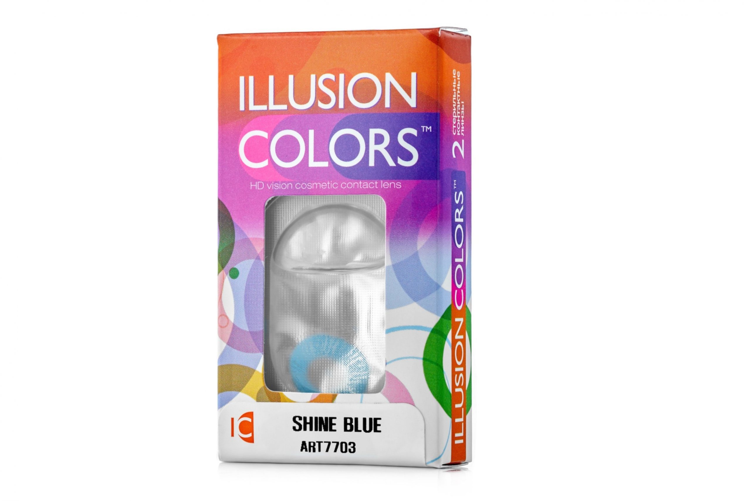 Линзы ILLUSION colors Shine blue контактные 3 месяца -2.5/14.0/8.6 2 шт