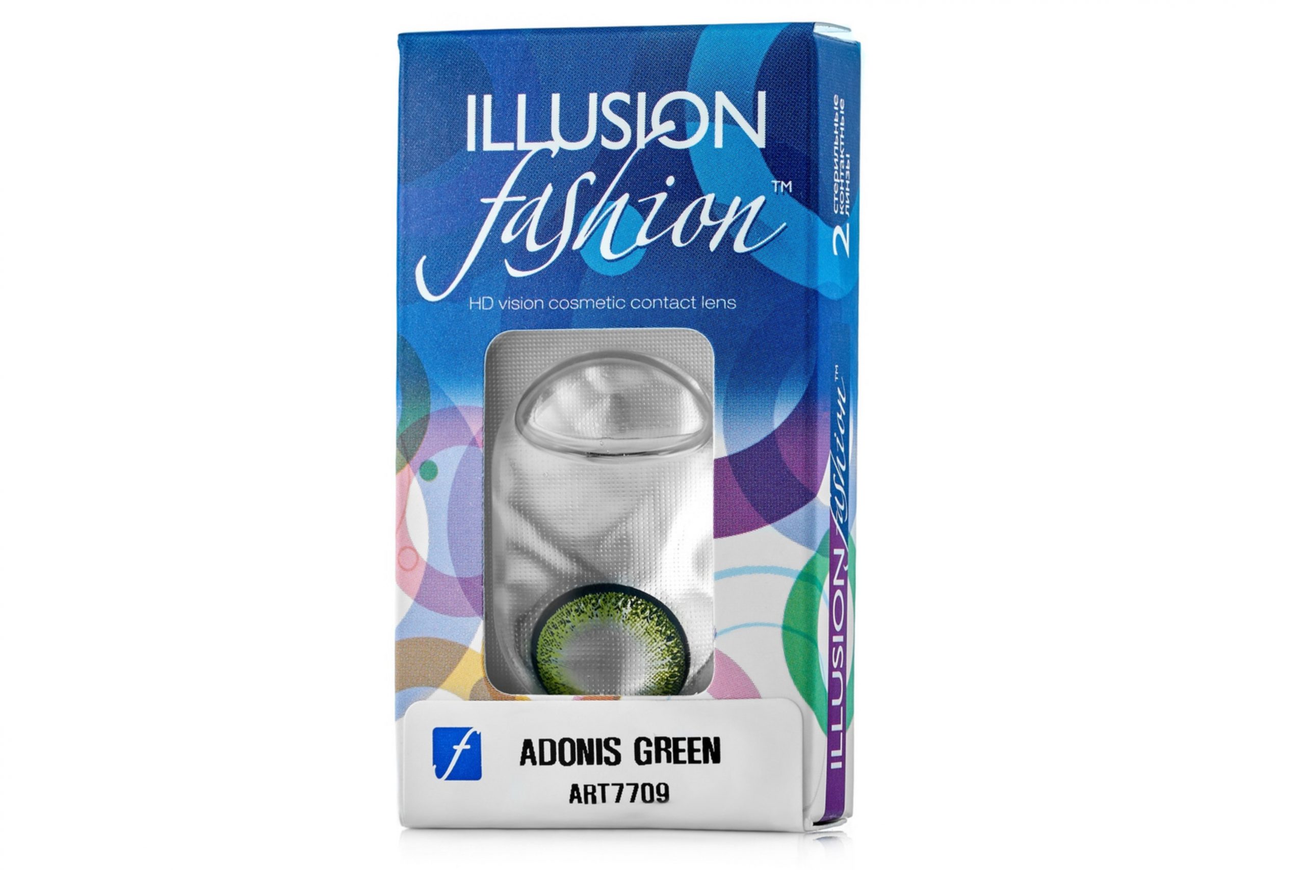 Линзы ILLUSION fashion adonis green контактные 1 месяц -1.5/14.5/8.6/2 шт