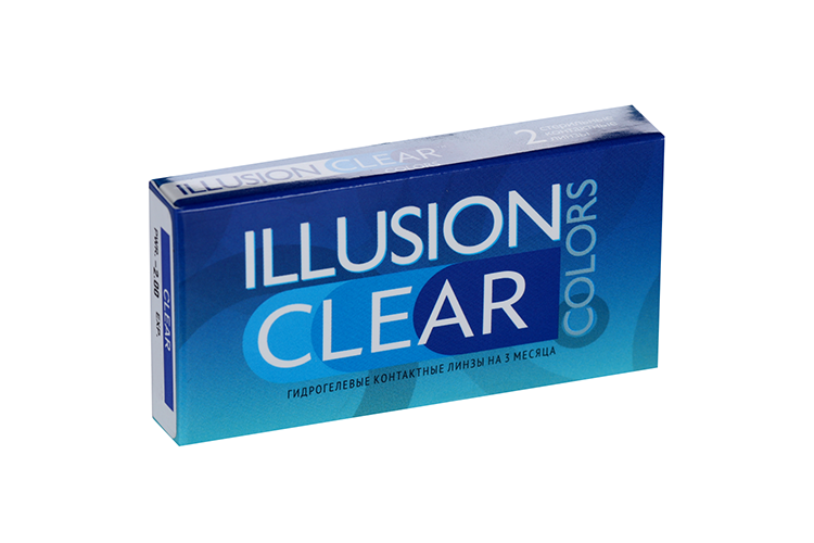 Линзы ILLUSION colors Clear контактные прозрачные 3 месяца -2.0/8.6/2 шт