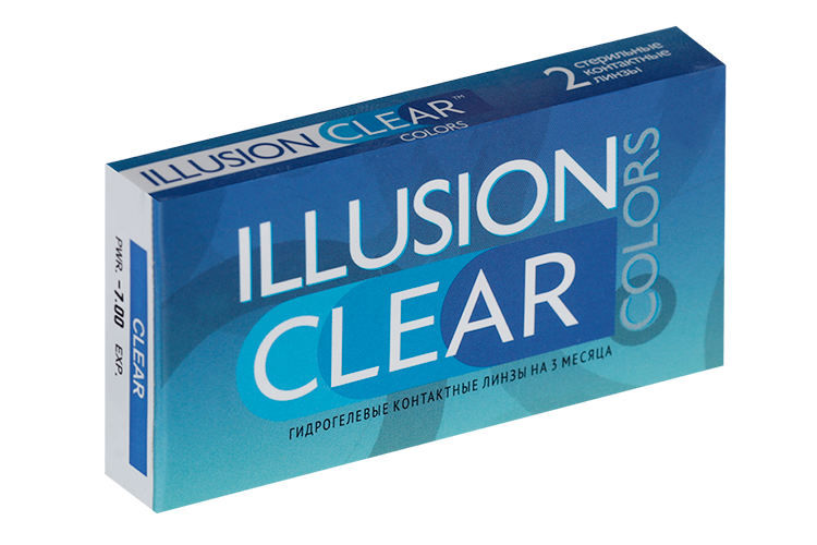 Линзы ILLUSION clear контактные прозрачные 3 месяца -7.0/8.6/2 шт