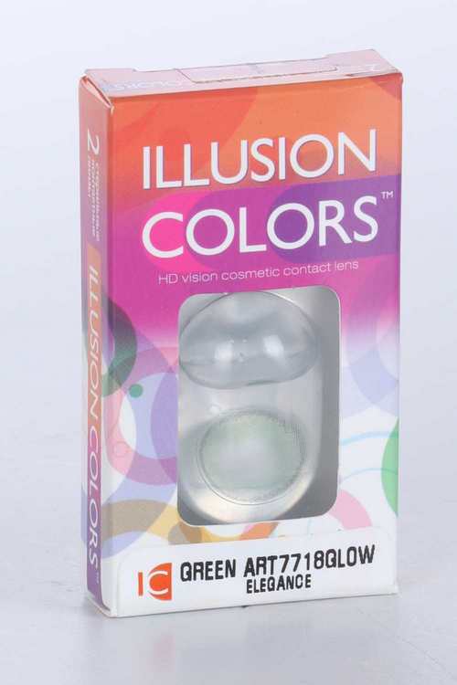 Линзы ILLUSION colors el GREEN GLOW контактные — 0.00/14.0/8.6/ 2 шт