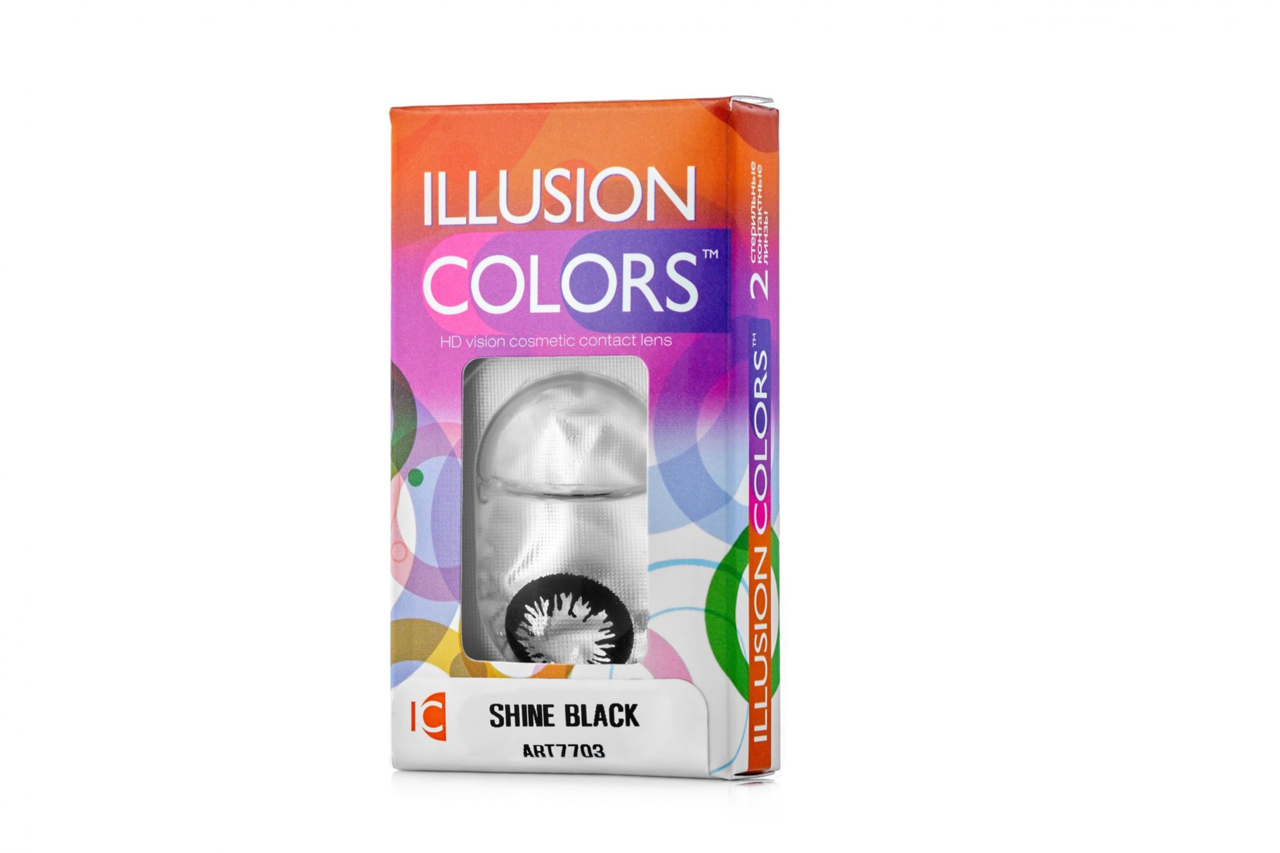 Линзы ILLUSION colors Shine black контактные 3 месяца -2.5/14.0/8.6/2 шт