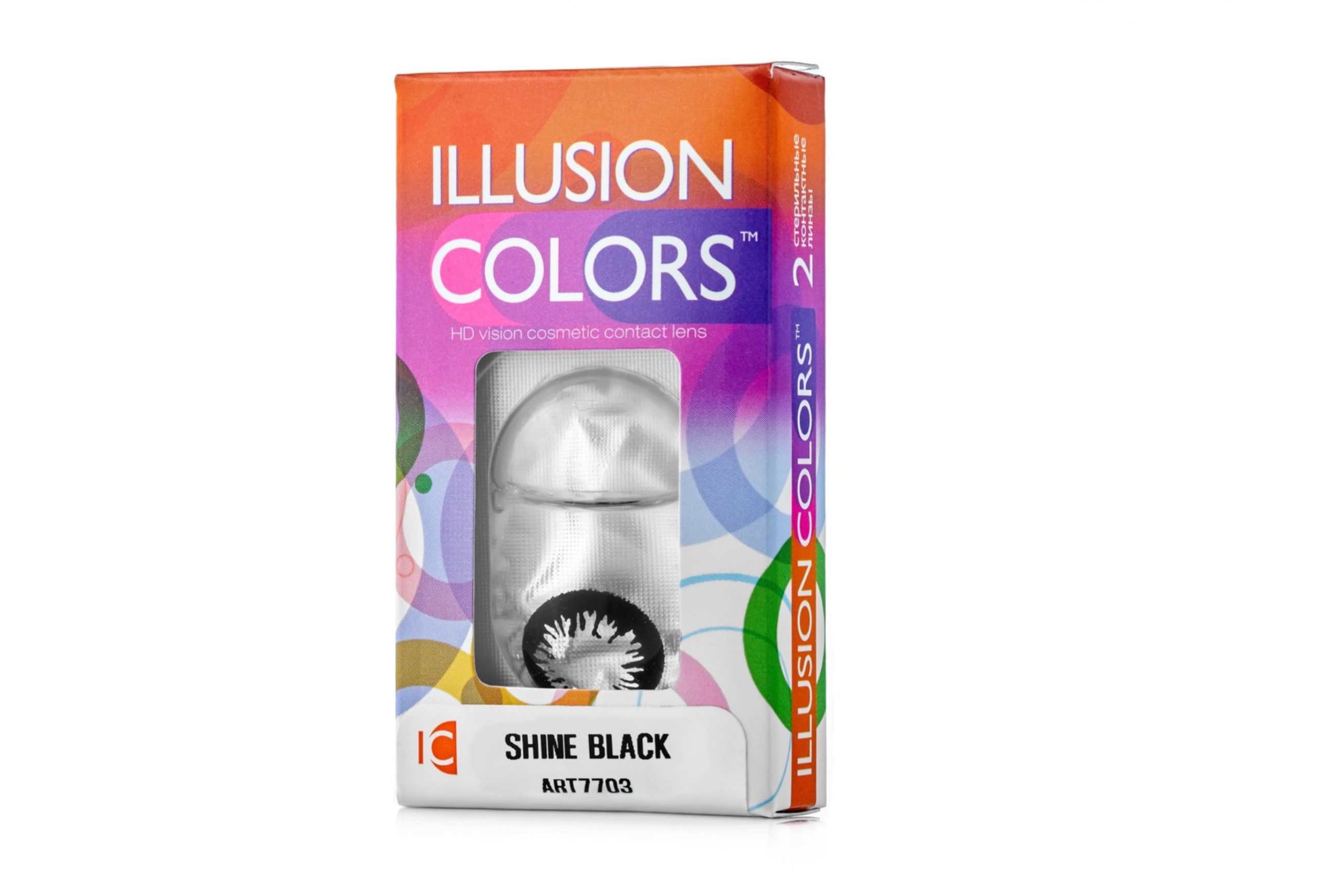 Линзы ILLUSION colors Shine black контактные 3 месяца -3.5/14.0/8.6/2 шт