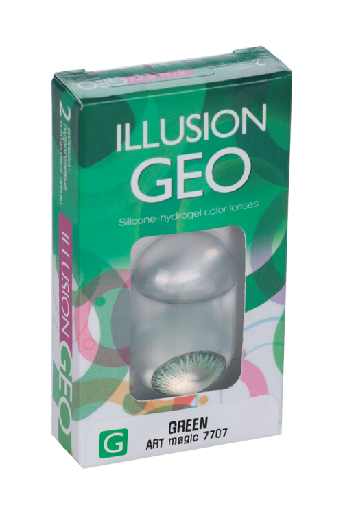 Линзы ILLUSION Geo art magic контактные зеленые 1 месяц, — 0.00/14.2/8.6/2 шт