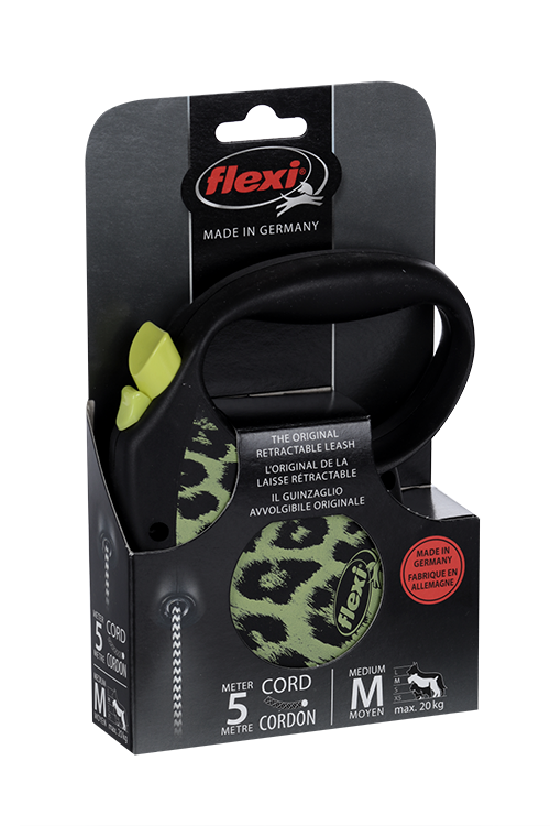 Поводок-рулетка Flexi safari cord M 5 м 20 кг черный с желтым