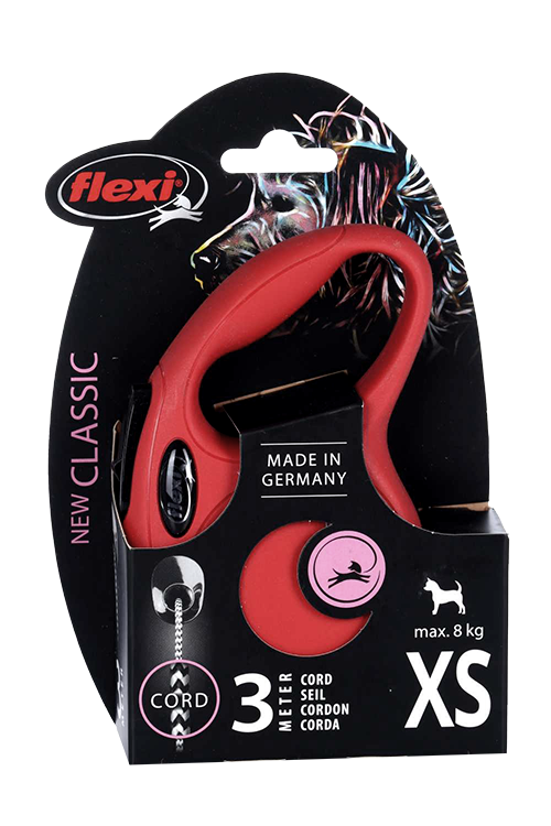 Поводок-рулетка Flexi new classic cord XS 3 м 8 кг красный