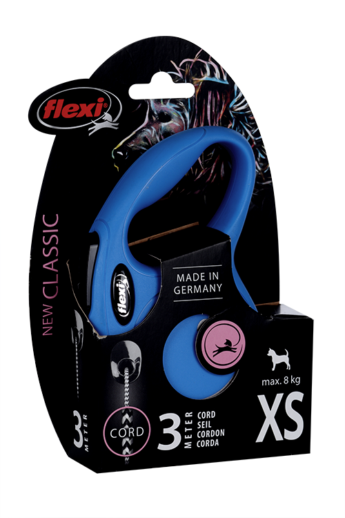 Поводок-рулетка Flexi new classic cord XS 3 м 8 кг синий