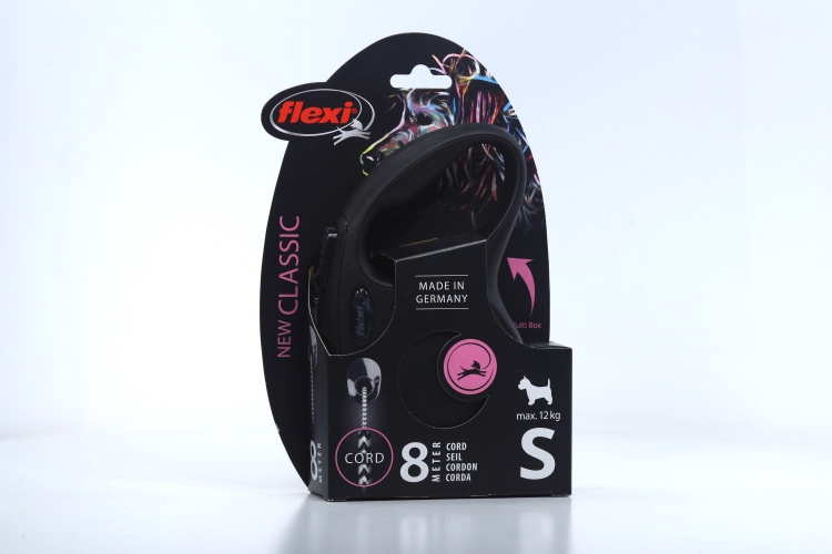 Поводок-рулетка Flexi new classic cord S 8 м 12 кг черный