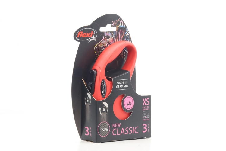 Поводок-рулетка Flexi new classic tape XS 3 м до 12 кг красный