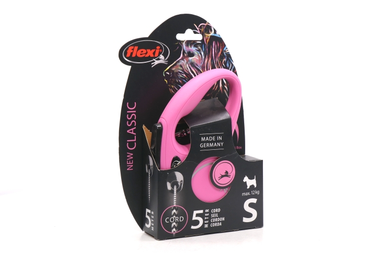 Поводок-рулетка Flexi new classic cord S 5 м 12 кг розовый