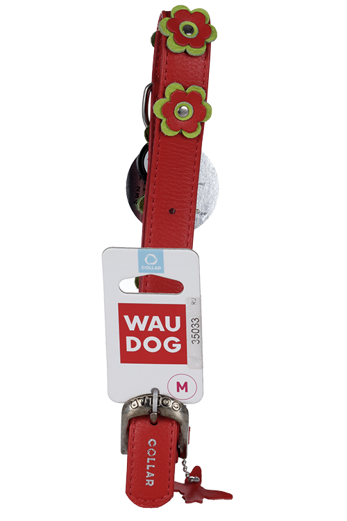 Ошейник COLLAR д/собак серии waudog glamour обхват шеи 38-49 см красный
