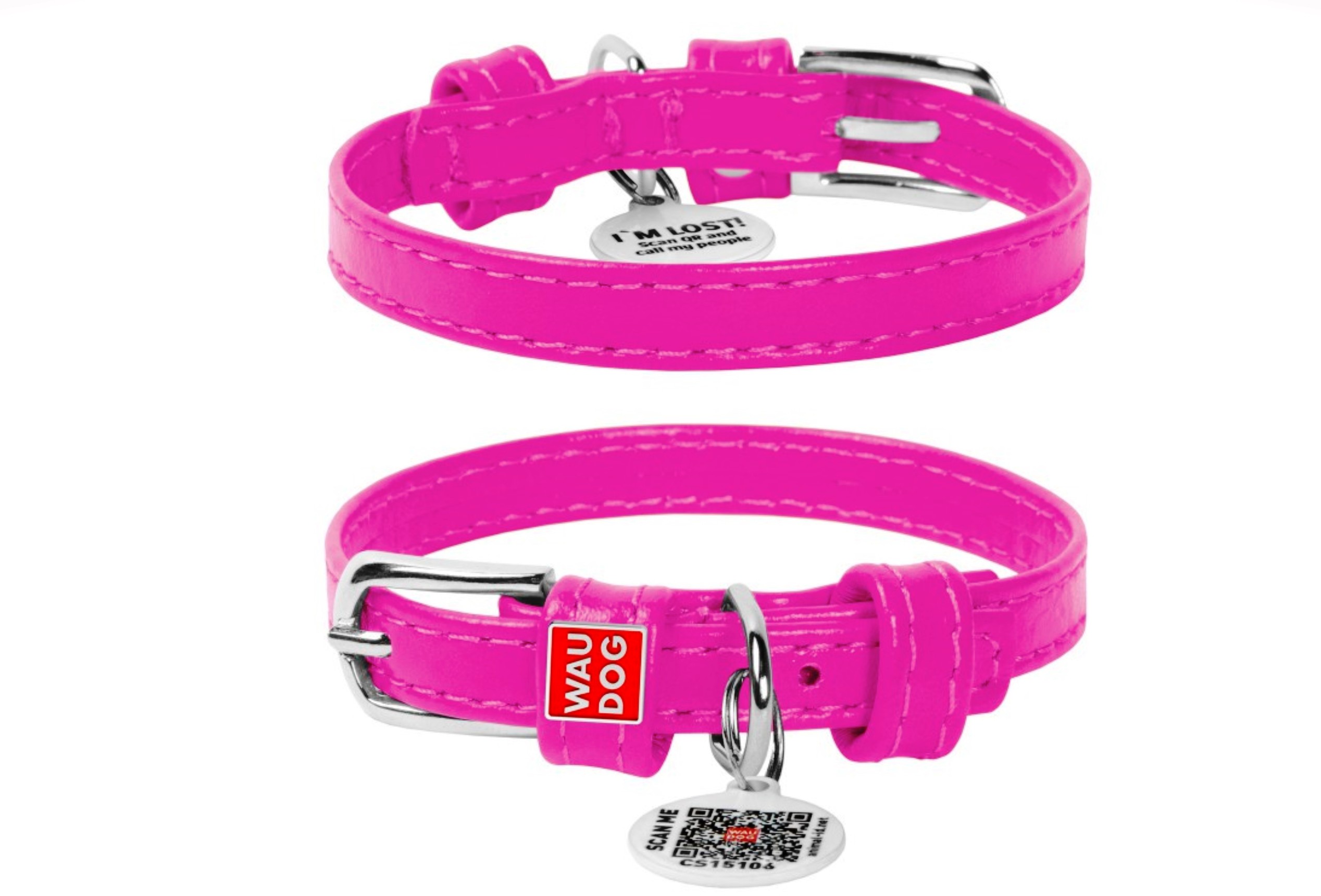 Ошейник COLLAR д/собак waudog glamour обхват шеи 21-29 см розовый