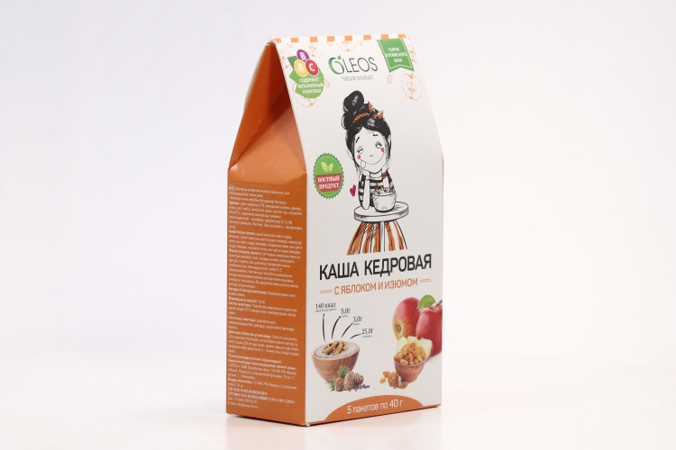 Каша Олеос кедровая с яблоком и изюмом, 40 г, 5 шт