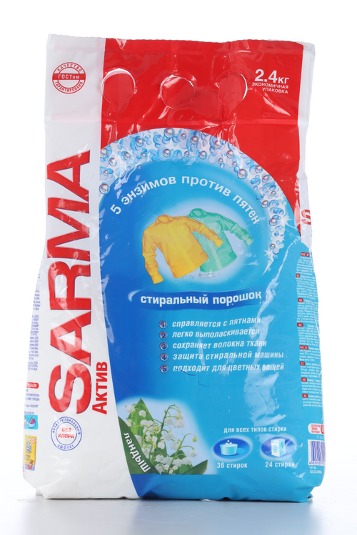 Стиральный порошок Sarma «Ландыш», 5 энзимов против пятен, 2,4 кг