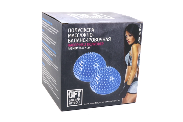 Массажная полусфера Original FitTools балансировочная красный, 2 шт