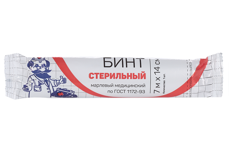 Бинт стер мед марлевый инд уп прессов 28 г 7м х14см, Лейко