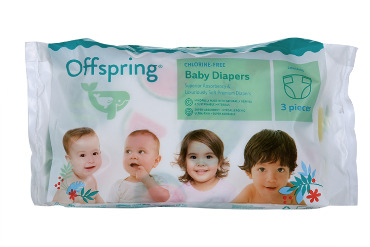Подгузники Offspring Тревел пак S (3-6 кг), 3 шт, три расцветки