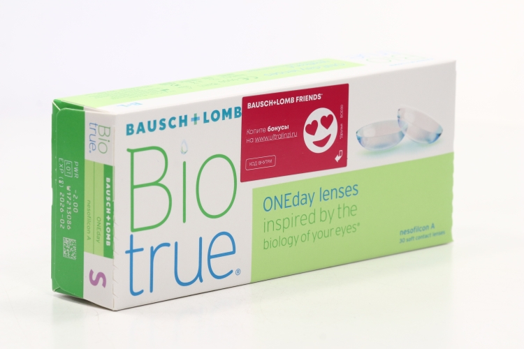 Линзы Bausch+Lomb BioTrue ONEday контактные R 8.6 (диоптрия -2,0), 30 шт