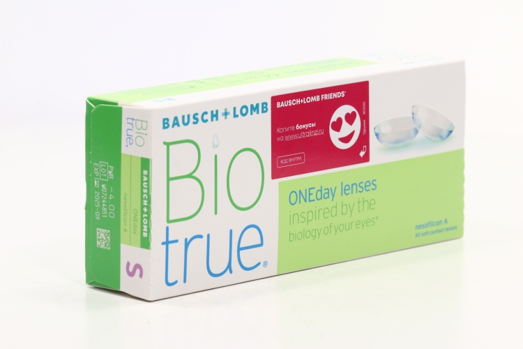 Линзы Bausch+Lomb BioTrue ONEday контактные R 8.6 (диоптрия -4,0), 30 шт