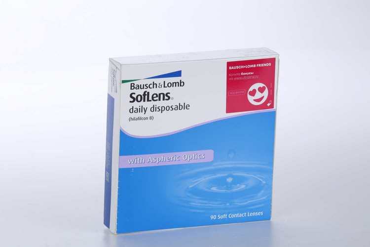 Линзы Bausch+Lomb Soflens Daily Disposable контактные R 8.6 D -2.75, 90 шт