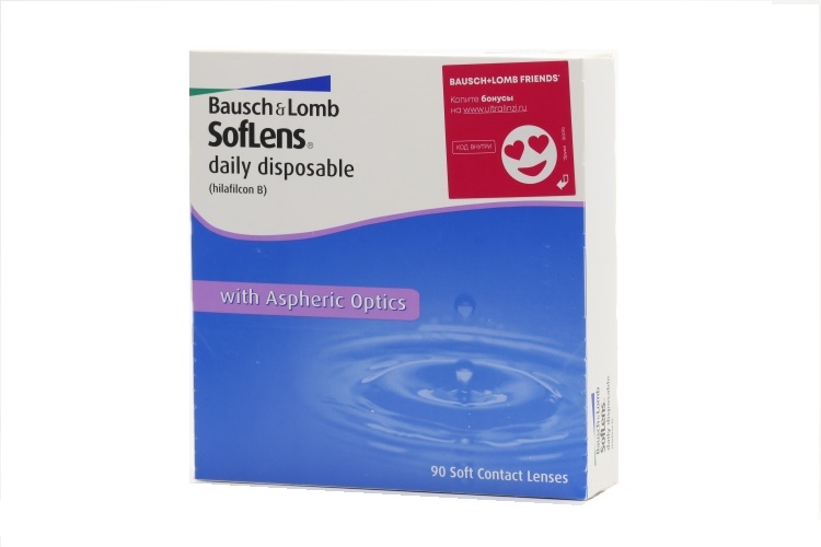 Линзы Bausch+Lomb Soflens Daily Disposable контактные R 8.6 D -5.0, 90 шт