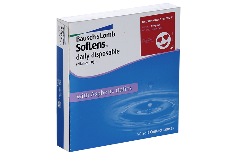 Линзы Bausch+Lomb Soflens Daily Disposable контактные R 8.6 D -5.5, 90 шт