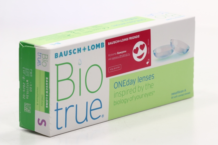 Линзы Bausch+Lomb BioTrue ONEday контактные R 8.6 (диоптрия -1,0), 30 шт