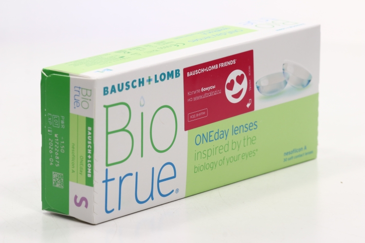 Линзы Bausch+Lomb BioTrue ONEday контактные R 8.6 (диоптрия -1,5), 30 шт