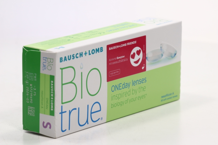 Линзы Bausch+Lomb BioTrue ONEday контактные R 8.6 (диоптрия -3,75), 30 шт