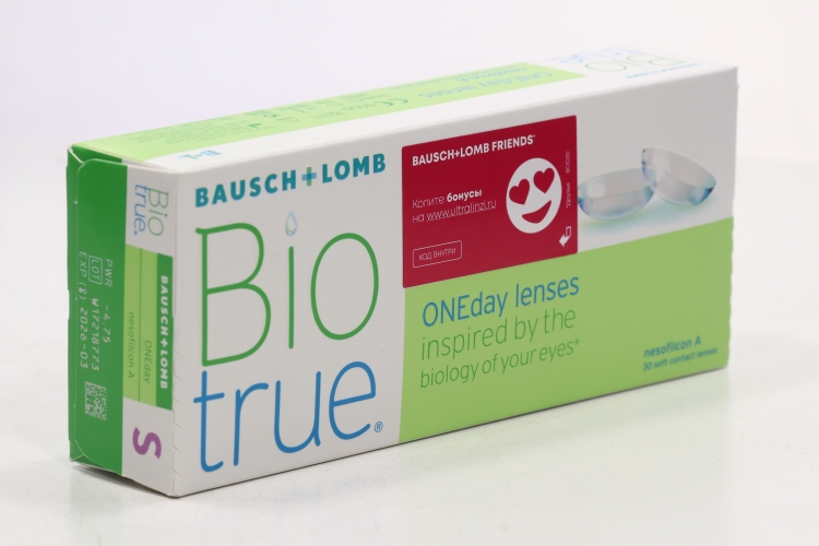 Линзы Bausch+Lomb BioTrue ONEday контактные R 8.6 (диоптрия -4,75), 30 шт