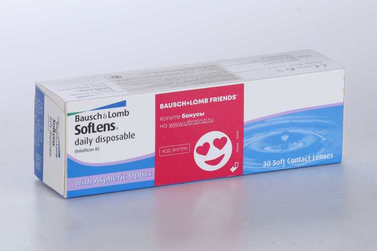 Линзы Bausch+Lomb Soflens Daily Disposable контактные R 8.6 D -2.0, 30 шт