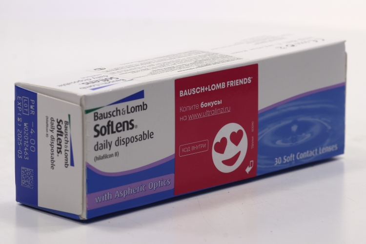 Линзы Bausch+Lomb Soflens Daily Disposable контактные R 8.6 D -4.5, 30 шт