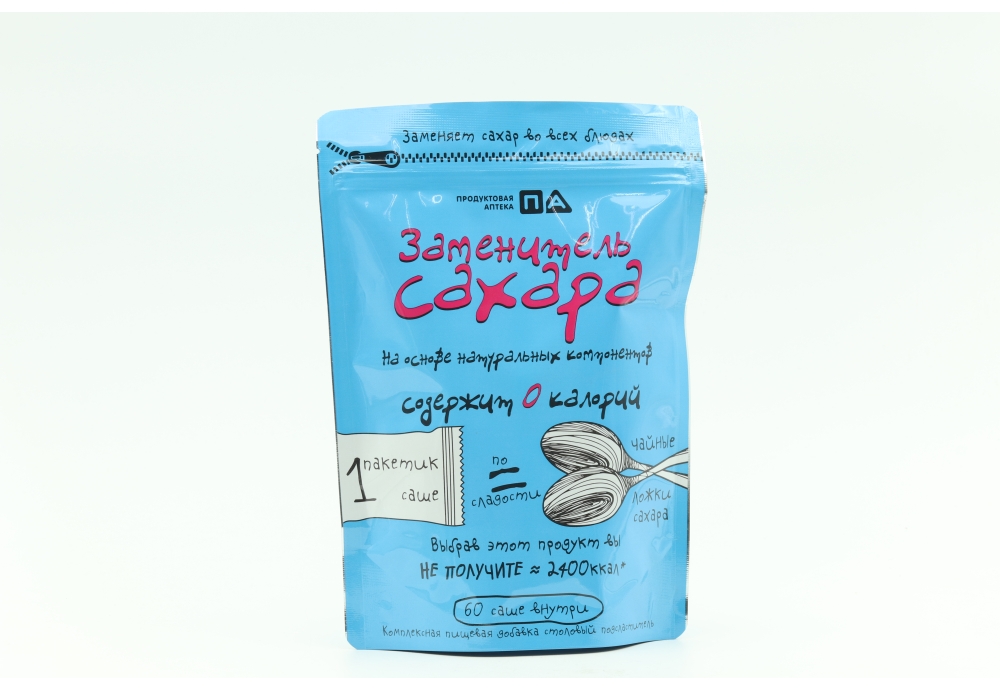 Заменитель сахара Продуктовая Аптека 2 Ложки, 1 г, 60 шт, саше