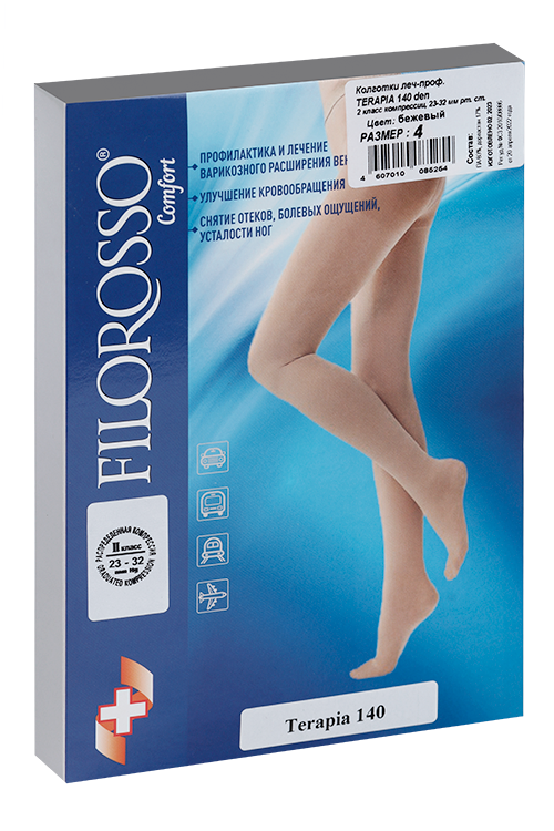 Колготки FILOROSSO Terapia компрессионные 140 den 2 класс бежевый р.4
