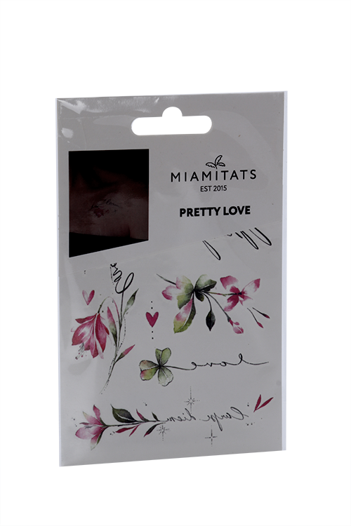 Мини-тату Miami Tattoos Pretty Love переводные акварельные цветы надписи