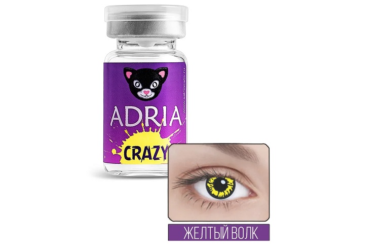 Контактные линзы Adria Crazy квартальные желтый волк 0.00/14.0/8.6
