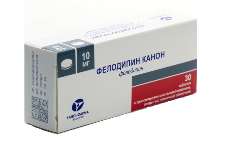 Фелодипин Канон 10 мг, 30 шт, таблетки с пролонгированным высвобождением покрытые пленочной оболочкой