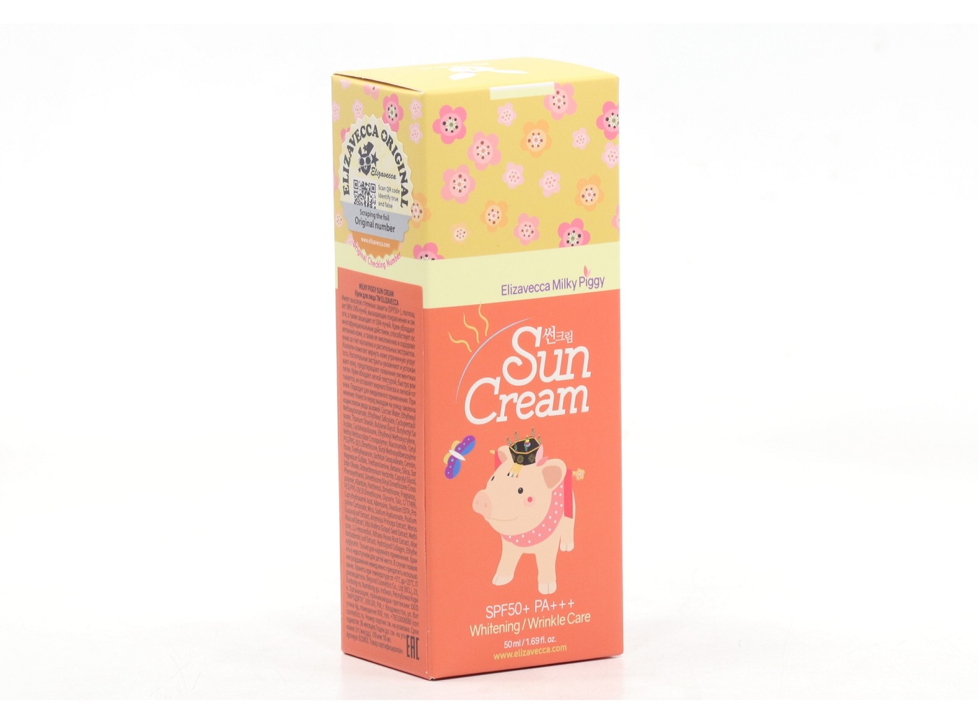 Крем ELIZAVECCA Spf 50+ Pa+++ Sun Cream солнцезащитный, 50 мл