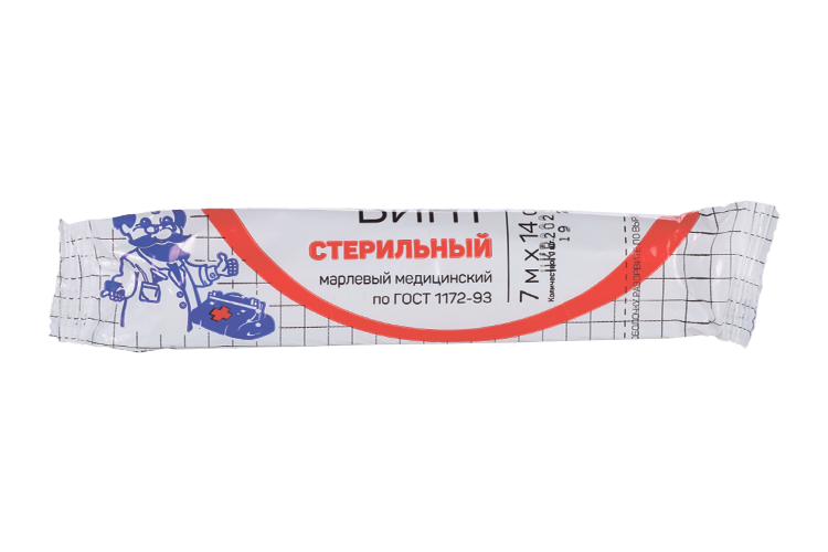 Бинт стер мед марлевый плотн  32г/м2 инд уп прессов 7м х14см