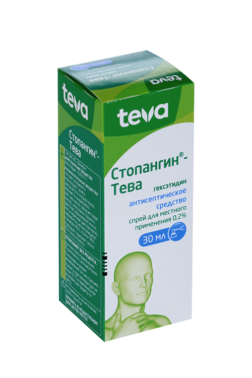 Стопангин-Тева 0,2%, 30 мл, спрей для местного применения