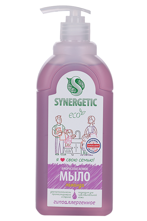 Мыло жидкое SYNERGETIC д/рук и тела лаванда, 500 мл